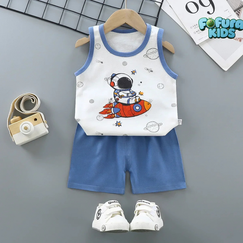 Kit verão casual - Camiseta Regata + Short - Fofura Kids